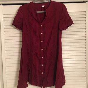 Wine Colored Button up Dress